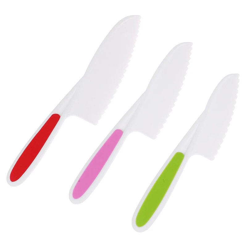 3Pcs/set Kids Knife Colorful Nylon Toddler Cooking Knives To Cut Fruits Salad Cake Lettuce Safe Baking Cutting Cooking