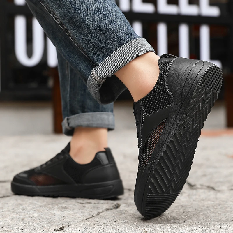 Men's Hollow Mesh Breathable Casual Sports Shoes, Summer Mesh Shoes, Thin Large Size, Wide-Width Men's Shoes