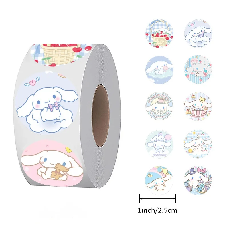 500pcs/Roll Sanrio Stickers Cute Phone Case Kawaii Laptop Skin DIY Decorate Art Supplies Journaling Stationery