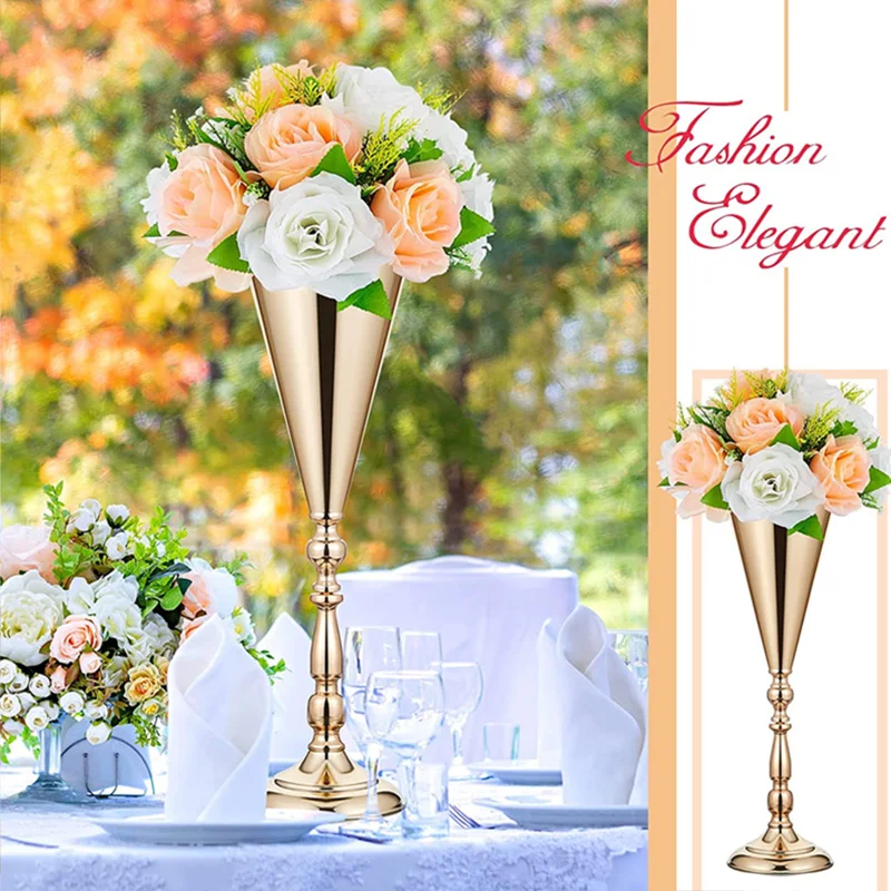 2PCS Tabletop Flower Vase Wedding Centerpiece Decor Metal Flower Stand Artificial Flower Ornaments for Anniversary Birthday Part