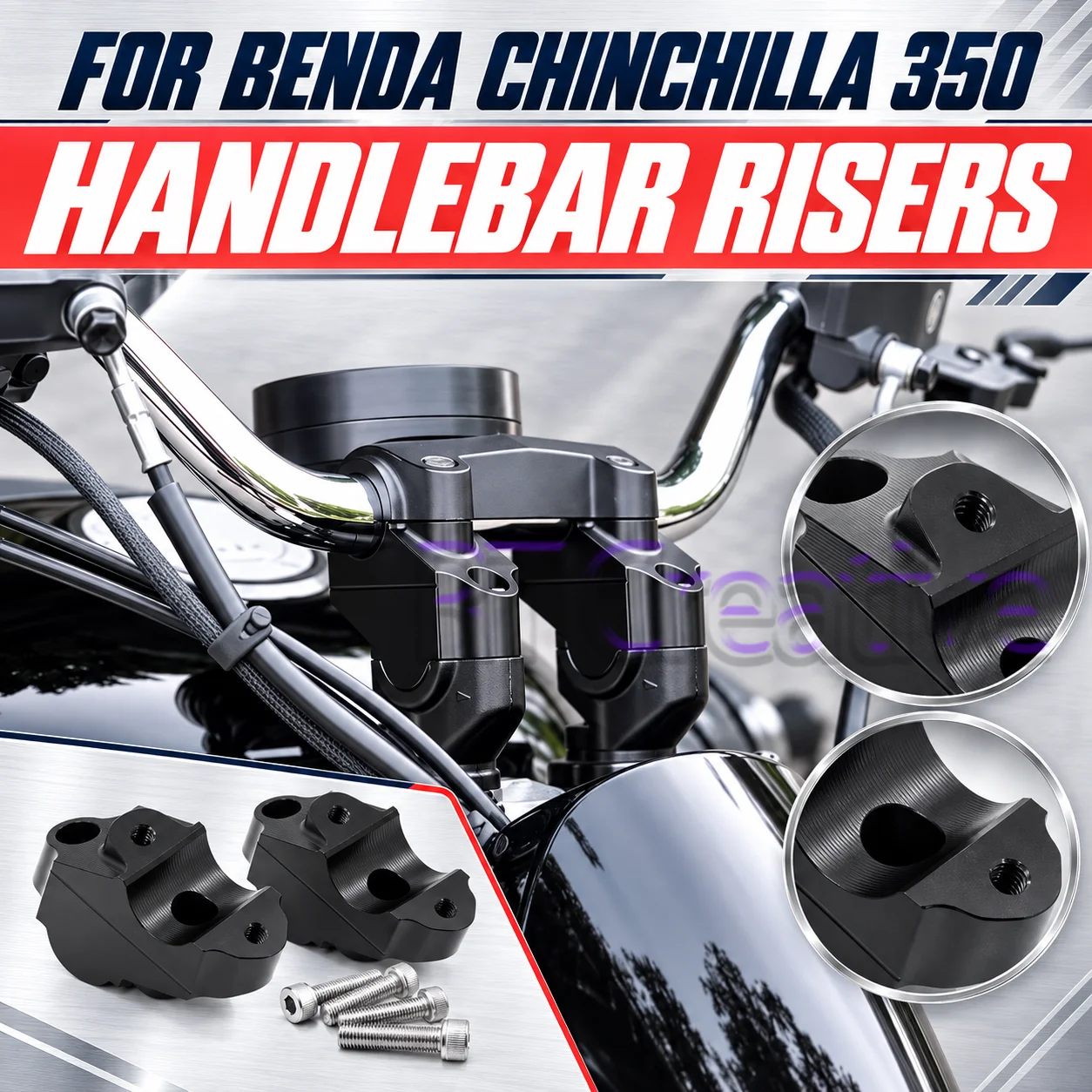Custom Handlebar Heightening Rearward Riser Fit BENDA Chinchilla350 Lossless Install Handlebar Backward Shift Bracket