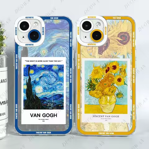 Van Gogh Oil Painting Phone Case For Samsung Galaxy S10 S20 S21 S22 S23 S24 FE Plus Ultra Note 20 TPU Clear Case