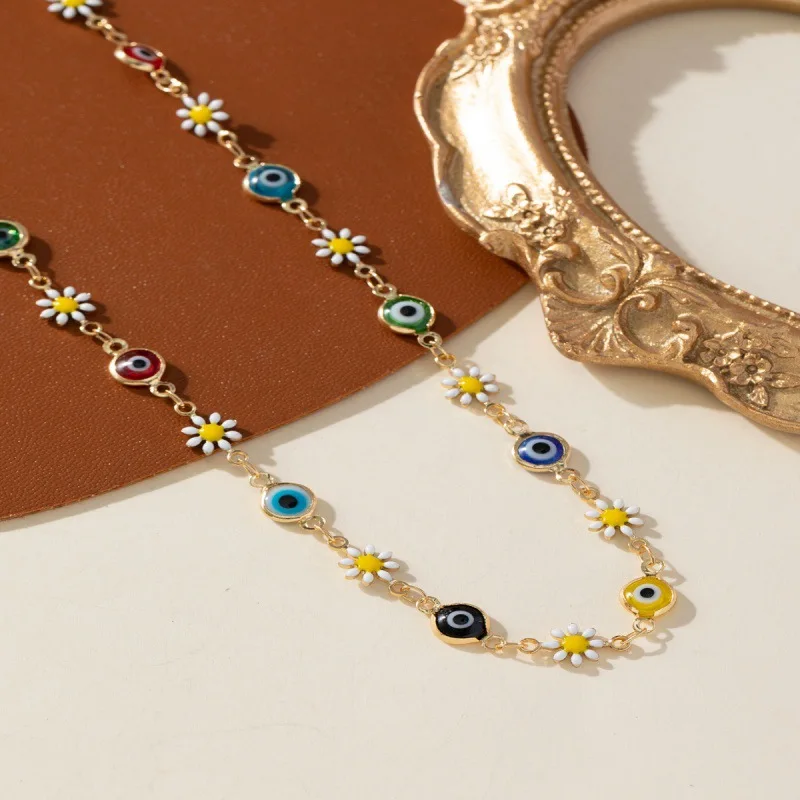 

PAPERPLUS | Evil Eye Necklace for Women Charm Stainless Steel Girl Fair Choker Colorful Vacation Summer Jewelry New