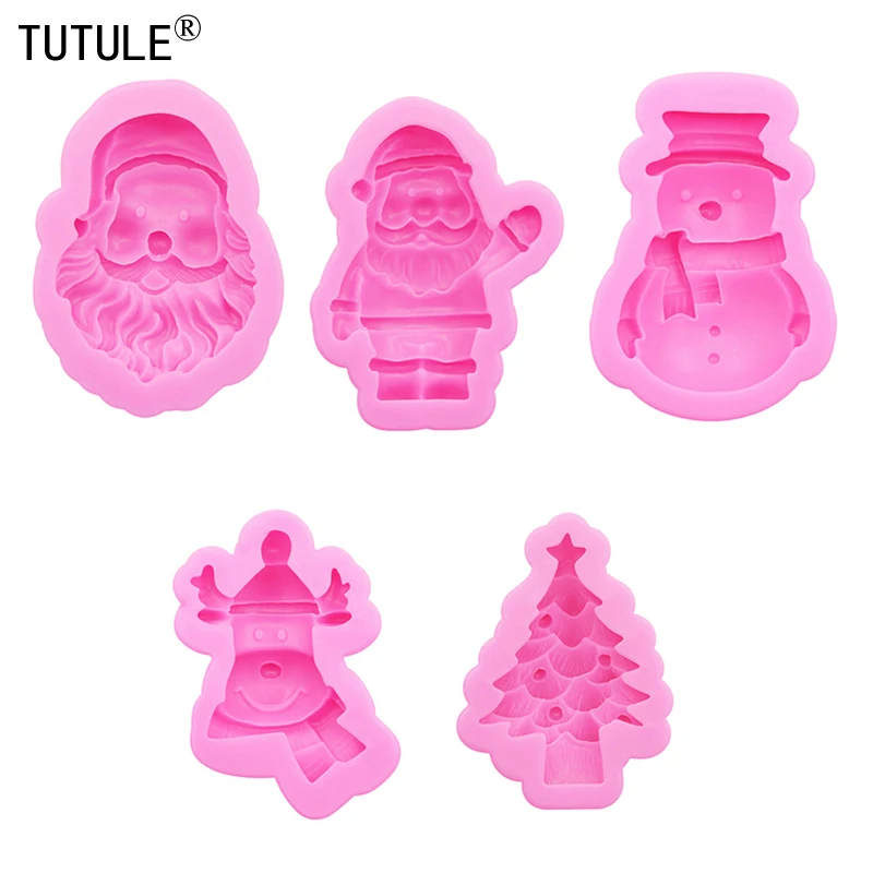 Santa Claus Christmas tree snowman elk resin jewelry keychain pendant silicone mold DIY chocolate dessert decorative molds