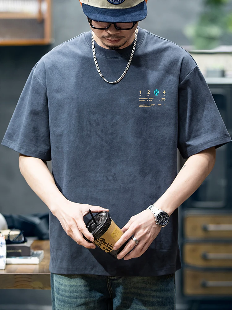

Loose Fit Men's T-irt ort Sve Embroidered Print Casual Cotton Blend Summer Faion Breathable round Ne Tee