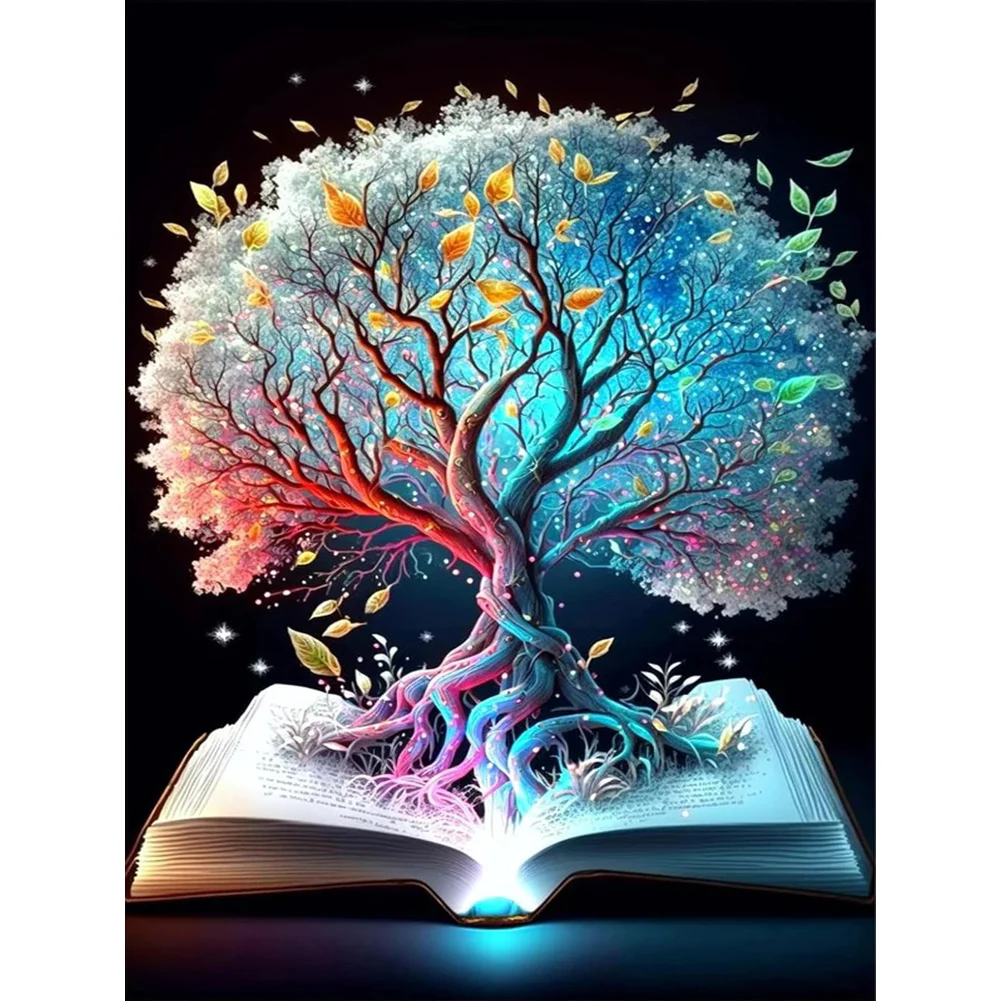 5D DIY Full Round Drill Diamond Painting Tree of Life in the Book Decor 30x40cm