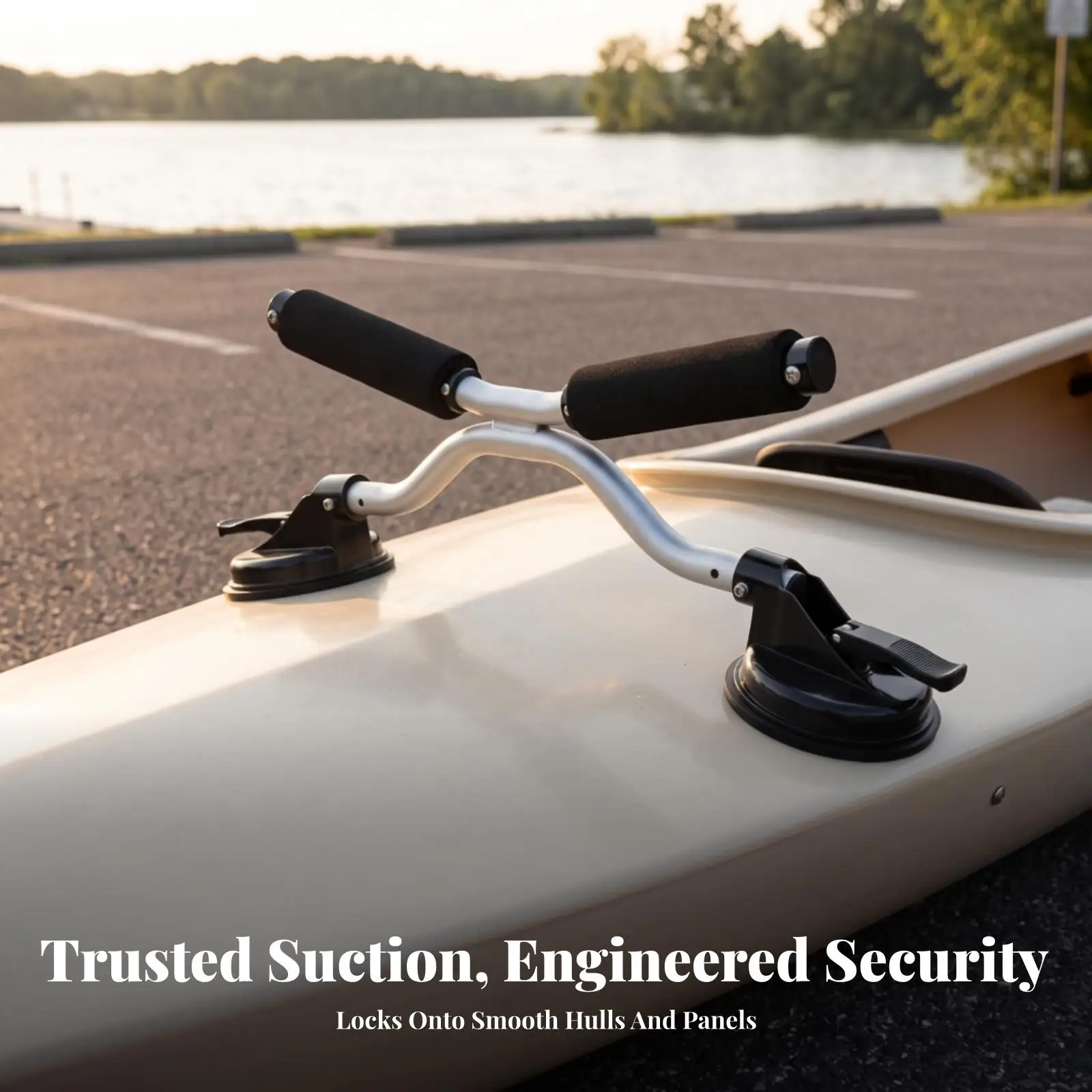 Broad Compatibility Kayak Loading Assist Heavy-Duty Aluminum Frame, Foam-Padded Support Arms, Kayak Loader with Suction Cups,