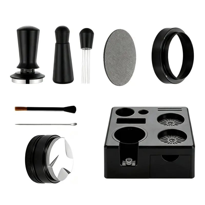 ABDJ-Espresso Accessories Kit Espresso Knock Box And Tamping Station,Coffee Tamper,Distributor For Breville 58Mm Portafilter