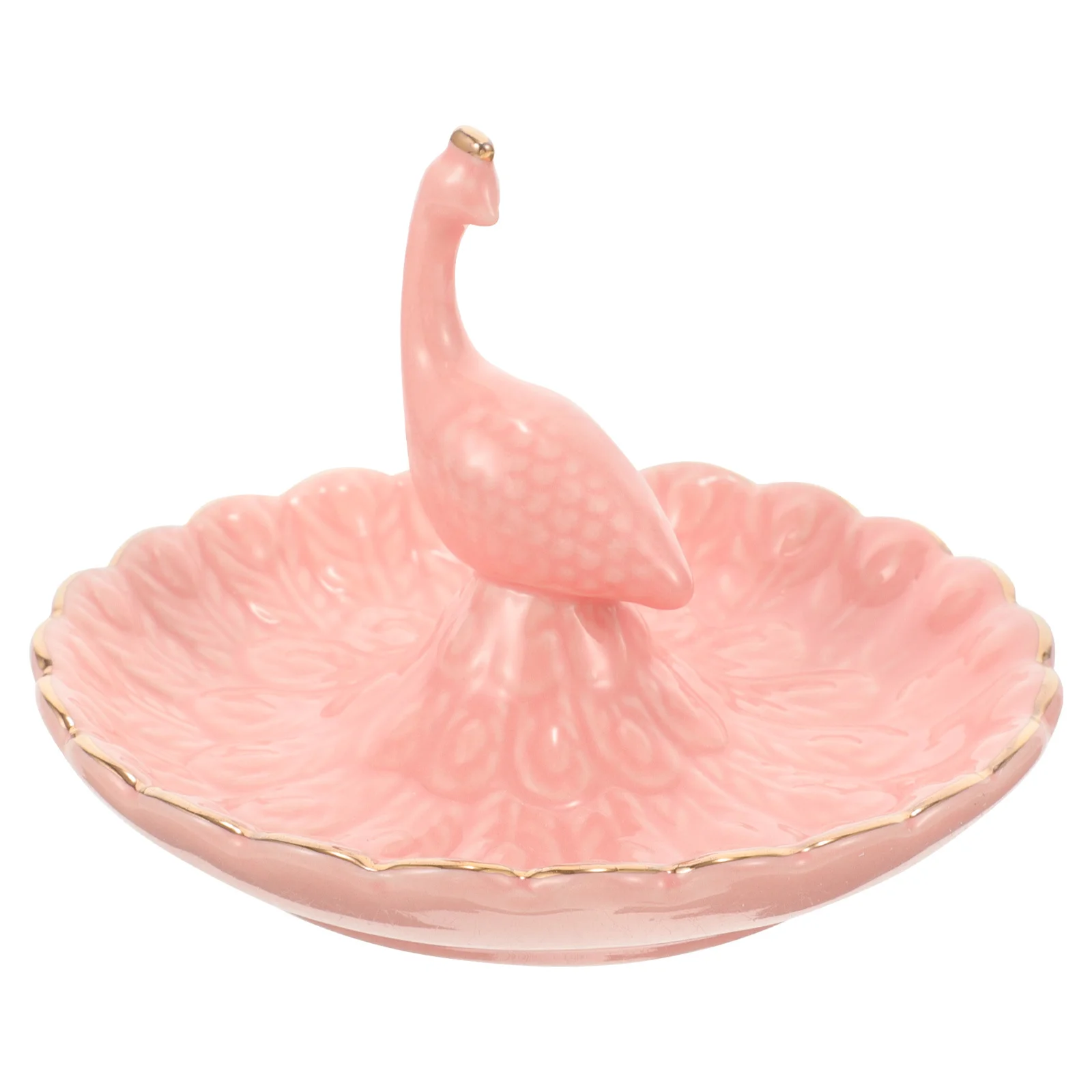 Peacock Ring Jewelry Tray Ceramic Holder Desktop Jewelry Organizer Display Dish for Rings Earrings Ring Dish Trinket Tray