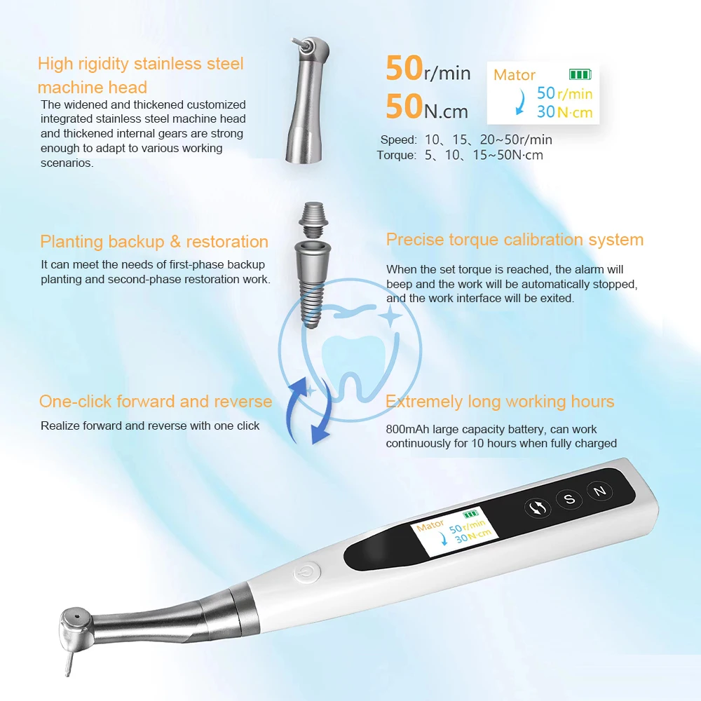 Dental Torque Electric Wrench Driver Wireless Planting Torque Wrenches Implant Universal Dentistry Repair Tools