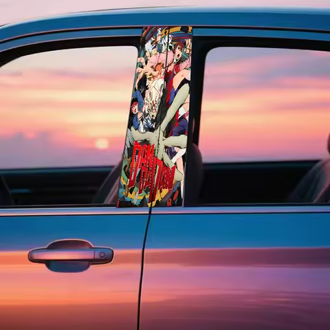 Classic Anime Dandadan Side Door B-Pillar Sticker Waterproof PVC Decal Car Art Car Accessory For Him Pillar Design Gift Idea