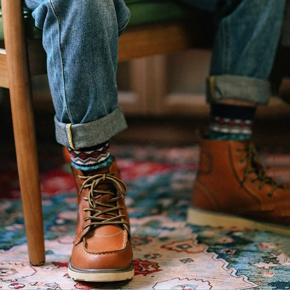 Calcetines largos de algodón para hombre y mujer, medias casuales de estilo nacional, de tubo medio, para Otoño e Invierno