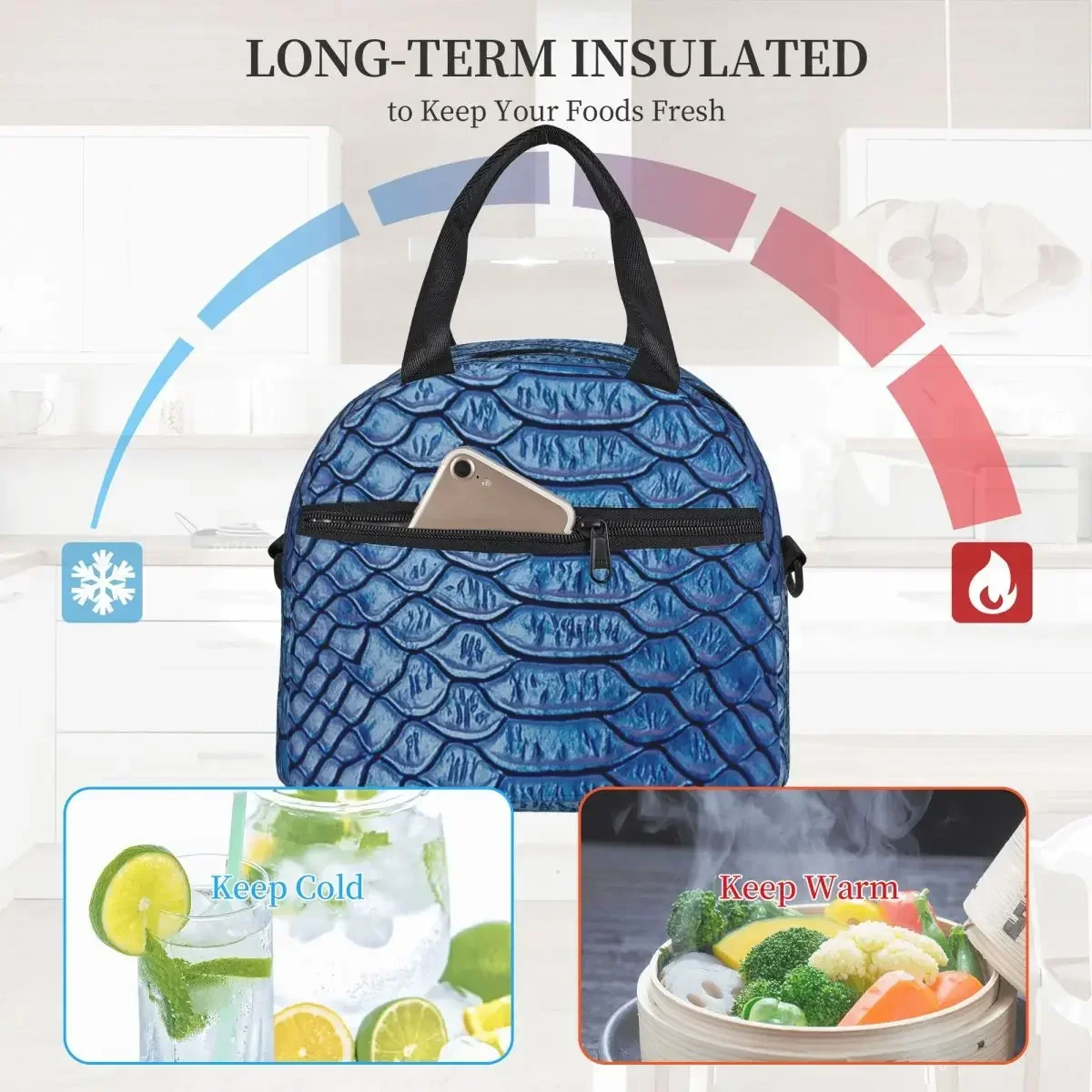 

Snake Skin Lunch Bags Insulated Bento Box Waterproof Lunch Tote Picnic Bags Cooler Bag for Woman Student