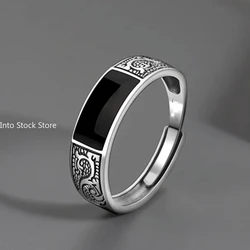 Fashion New Vintage Dragon Pattern Titanium Steel Ring Hip Hop Men Single Party Opening Adjustable Ring