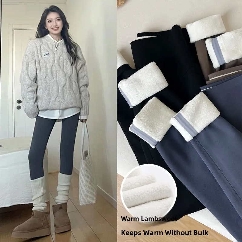 

Женские брюки для йоги из овчины на подкладке с высокой талией, подтягивающие ягодицы, теплые зимние брюки с базовым слоем, осеннее новое поступление