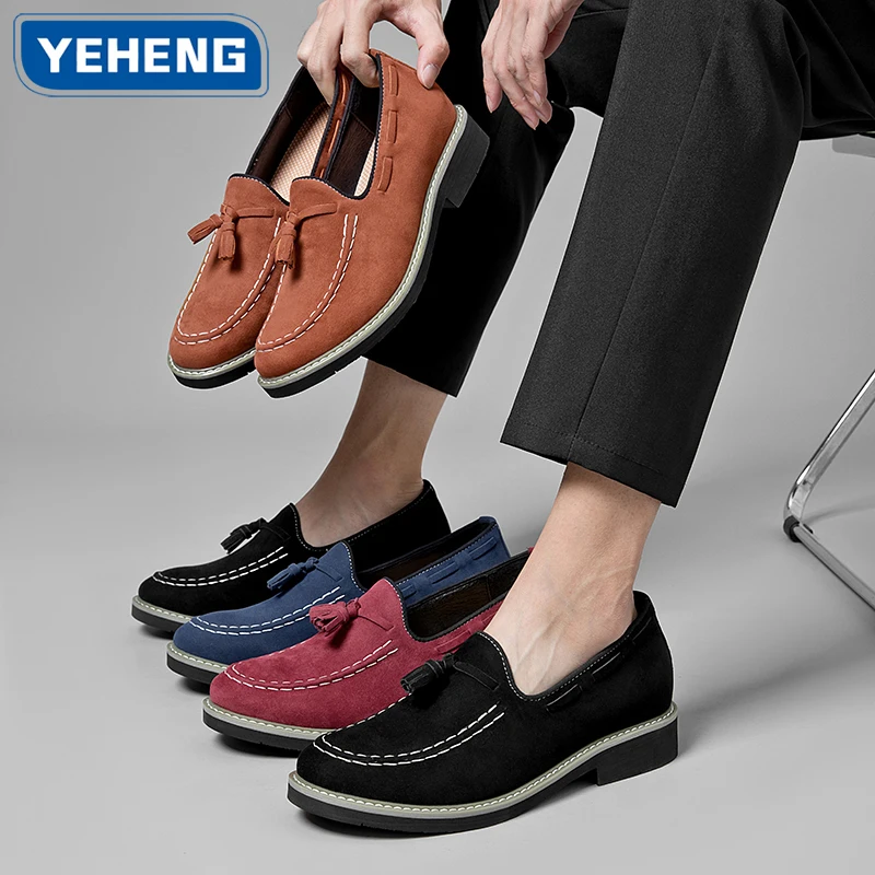 Genuine Leather Handmade Men's Formal Oxfords Shoes 5cm Hidden Inner Height Increase Comfortable Business Men Wedding Shoes