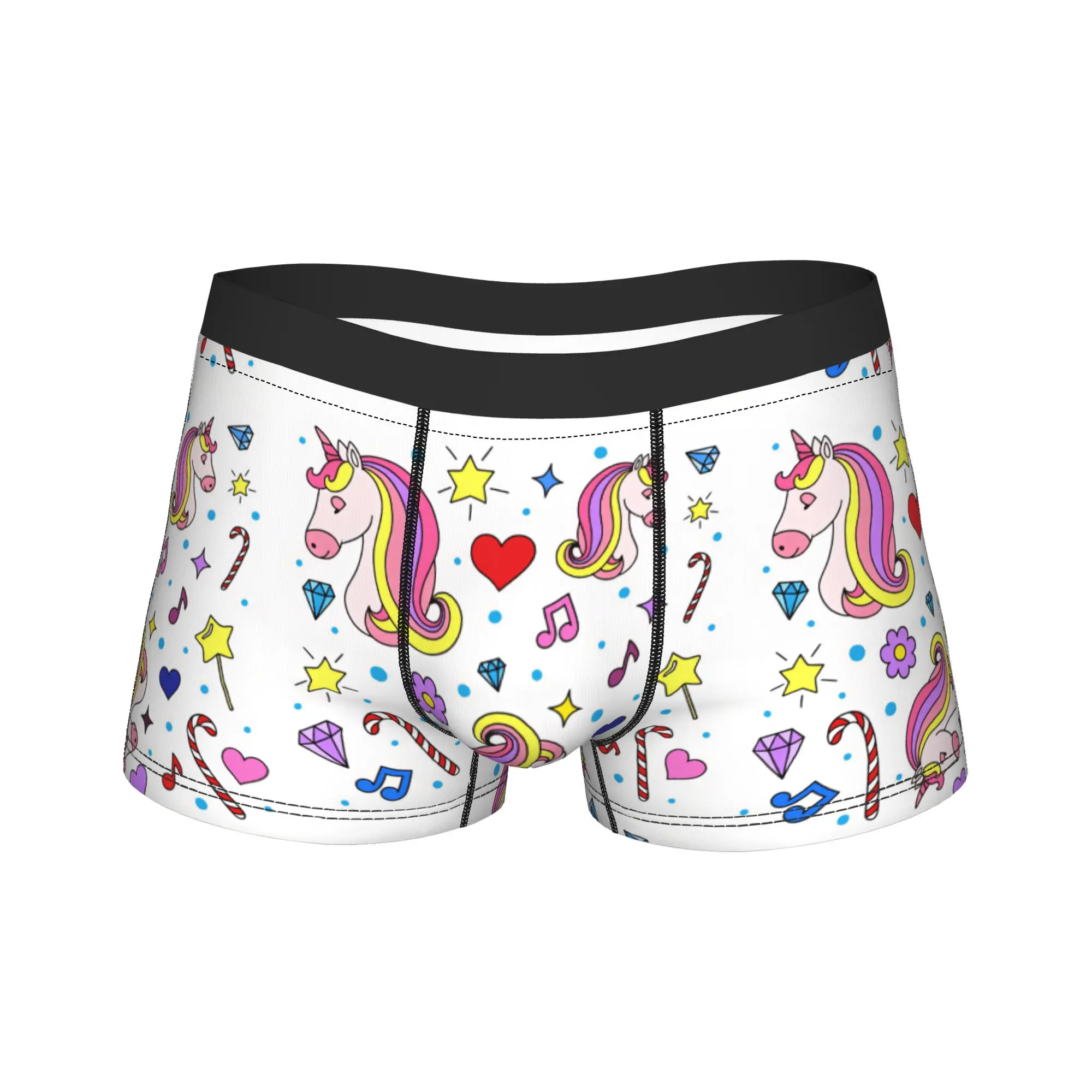 Cute and magical unicorn cartoon doodle style Underwear  Men Shorts Briefs Breathable Boxershorts Hot Sale Oversize Panties