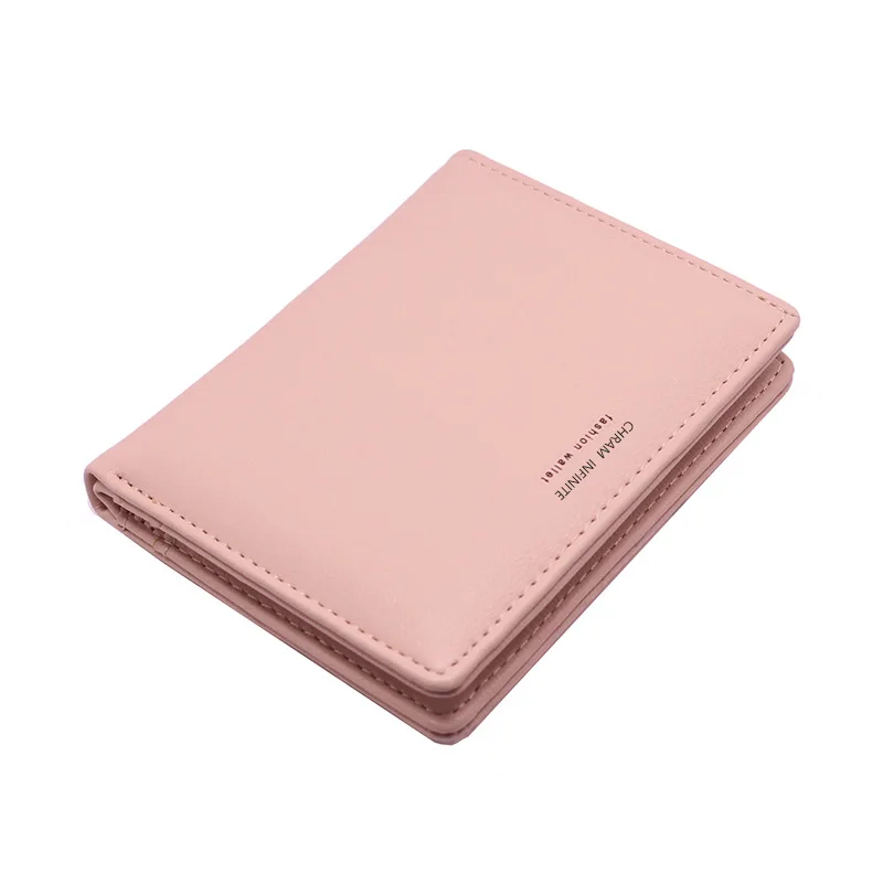 Women\'s simple letter bifold short wallet, thin solid color versatile credit card holder, casual and fashionable clutch