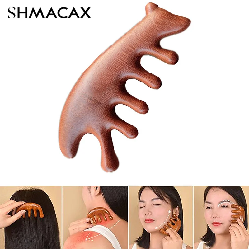 

Red Sandalwood Five Tooth Massage Comb Nose Scraping Five Tooth Comb Multifunction Purpose Solid Wood Comb For Meridian Dredging