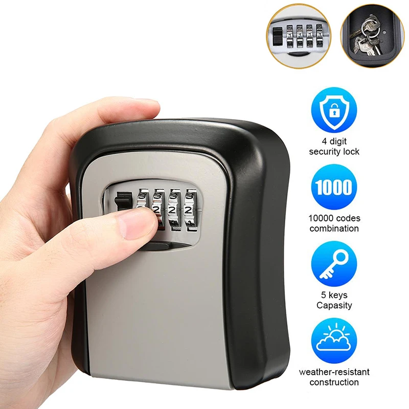 wall mount key organizer weatherproof digit key storage lock box combinacao senha codigo de seguranca casa indoor 01