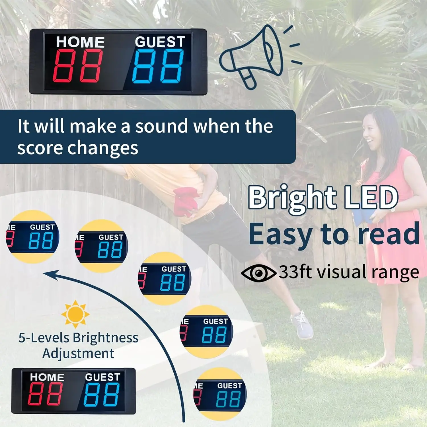 Portable LED Scoreboard w/ Remote, Tabletop Digital Score Keeper for Cornhole Basketball Ping Pong Baseball Tennis Volleyball - view 5