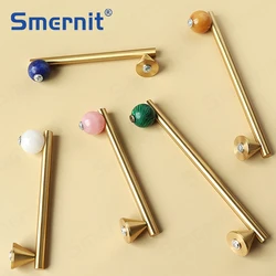 Natural Crystal Brass Furniture Handles Door Knobs Cabinet Kitchen Cupboard Closet Wardrobe Drawer Pulls Home Decor