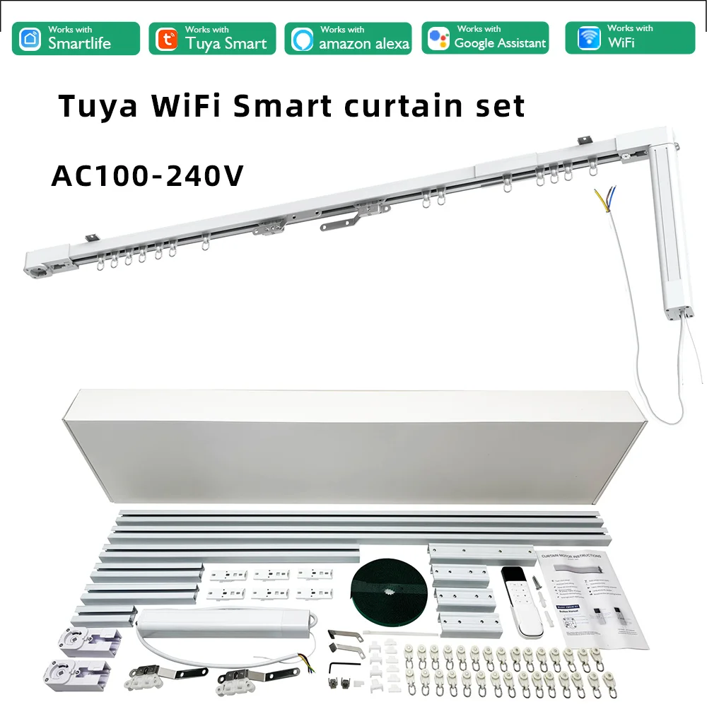 Automatisch Diy Smart Curtain Kit-systeem met Tuya Wifi Smart Curtain Driver Afstandsbediening en gemotoriseerde elektrische railsporen Alexa - afbeelding 2