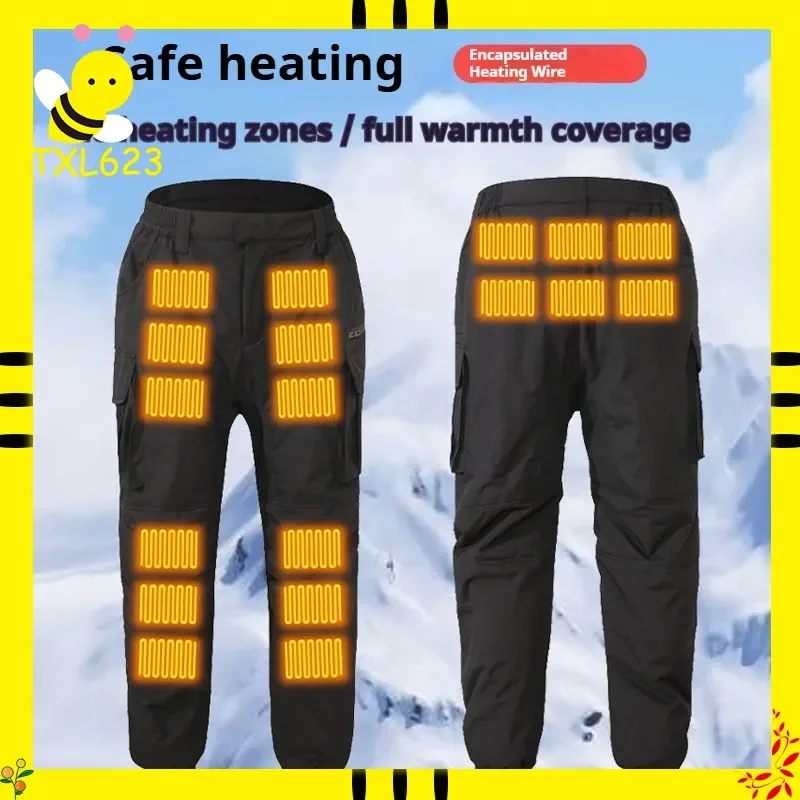 

Unisex Winter Thickened Electric Heated Pants Casual Long Trousers with Multiple Pockets Warm Knee Area for Motorcycle Gear