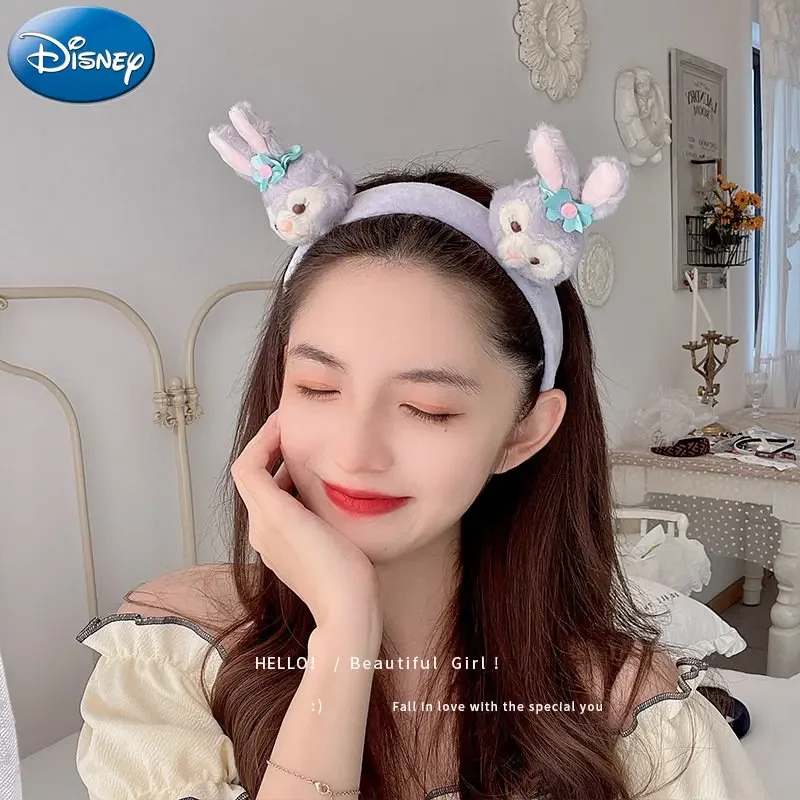 Disney StellaLou Hair decoration Cute Plush Bunny Ear Headband Hair Rope Strawberry Bear Headgear Christmas Hair Accessories