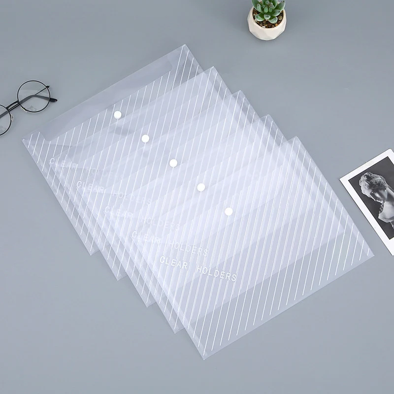 A4 ファイルバッグ透明なスナップ閉鎖バッグ学生の試験用紙や学術資料を保管するためのオフィスポケットフォルダー