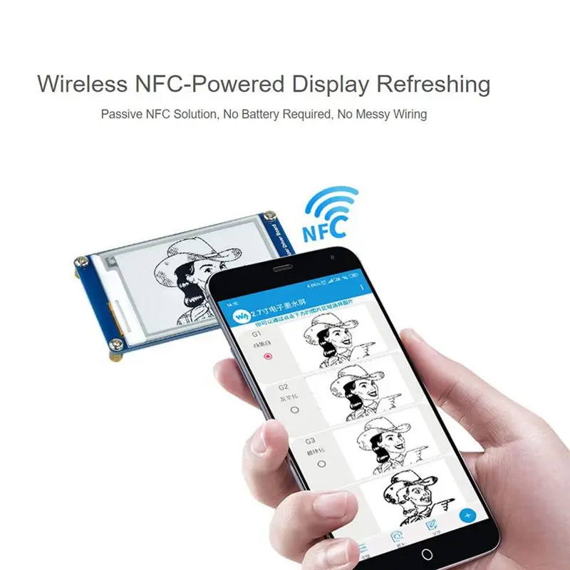 FFYY-Waveshare 2.7 Inch Passive -Powered E-Paper Module No Battery Wireless Powering & Data Transfer