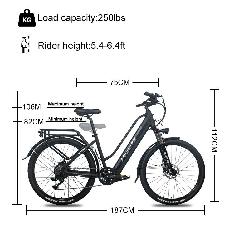 Heda TX10 electric bicycle peak 500W motor 48V 19.2AH battery electric bike 27.5 inch tire 45km/h city commuting riding e bike image 7