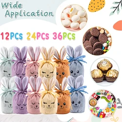 12/24/36Pcs Cute Rabbit Gift Bags Velvet Bag Cookie Candy Gift Bags For Biscuits Snack Baking Package Event Party Supplies