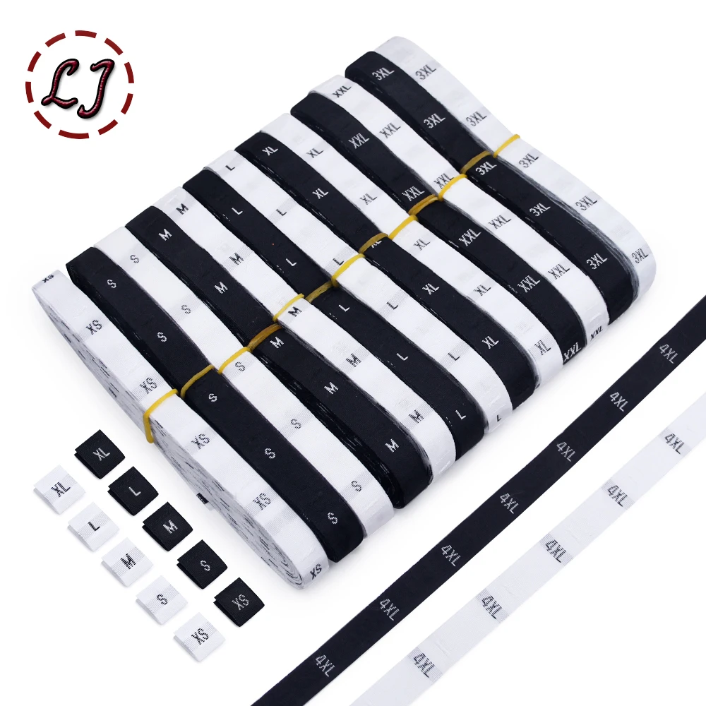 500pcs/roll White Black Clothing Size Labels  XS/S/M/L/XL/XXL/3XL/4XL Clothes Labels For Garment Age Tags Height Woven Label DIY