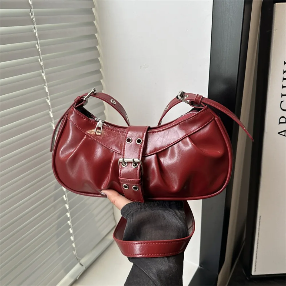 

Новая дизайнерская сумка-багет с пряжкой из искусственной кожи в готическом стиле Y2K, винтажная сумка через плечо для девушек в стиле Spicy Girl