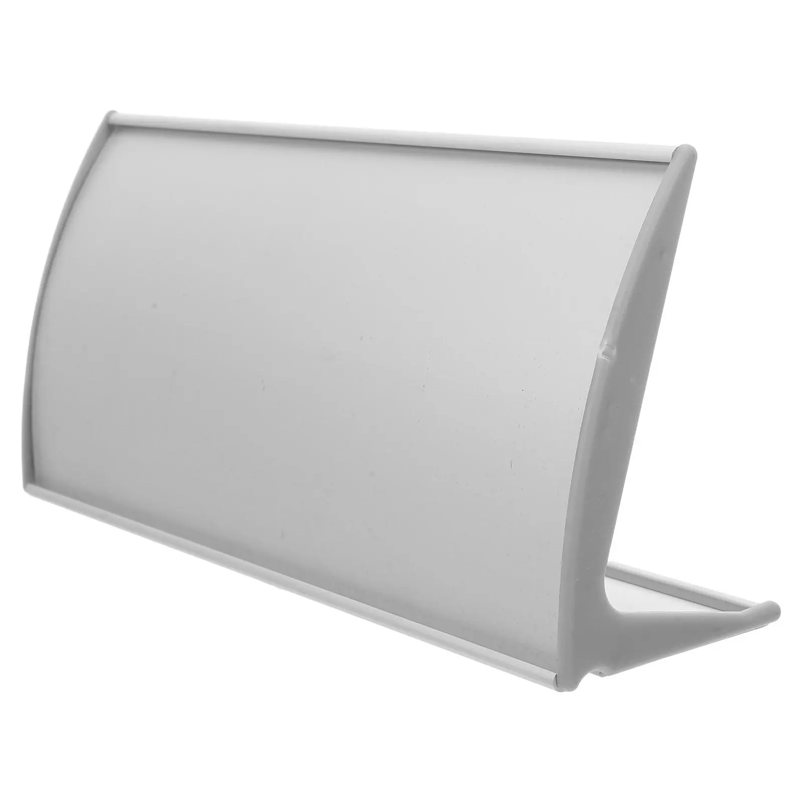 

Blank Arched Metal Desk Name Plate Holder Signage Display for Reception Front Desk Cubicle Pedestal Signage