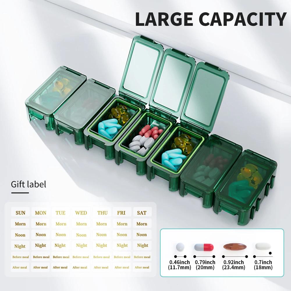 1PCS Weekly Pill Organizer 7 Day - Extra Large Pill Box, 1-Time-a-Day Medicine Organizer, Travel-Friendly & Waterproof, BPA-Free