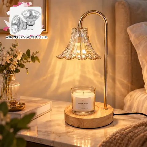 Candle Warmer with Timer Dimmable Candle Lamp for New Home Decor, Mothers Day Birthday Housewarming Gifts, Candle Wax Melt Warmer with 2 Bulbs