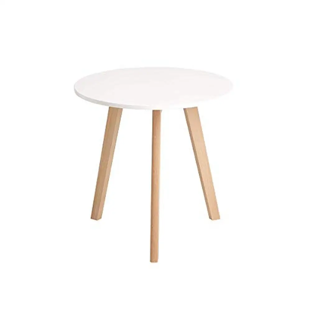 

Modern Round Wooden End Table Kitchen Living Room Dining Bedroom Use White Round Table with Three Legs Sturdy and Stylish