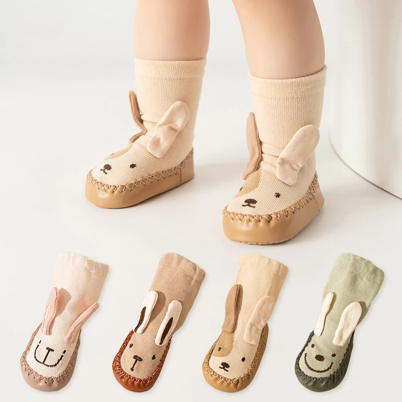 Cartoon Rabbit Baby Socks Shoes Spring Autumn New Soft Soled First Walkers for Boy Girl Cotton Anti-Slip Kids Floor Socks