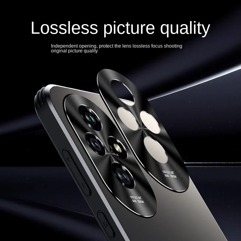 Honor 200 90 50 70 Pro Plus 알루미늄 합금 렌즈 보호 소프트 에지 매트 백 커버 충격 방지 케이스 용 안티 드롭 전화 케이스