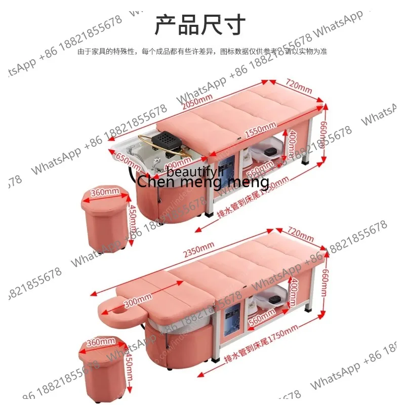 LHY26 ss ss8617 High-End Ceramic Basin Steel Frame Thai Shampoo Chair Water Circulation Fumigation Head Treatment Bed Barber Sho