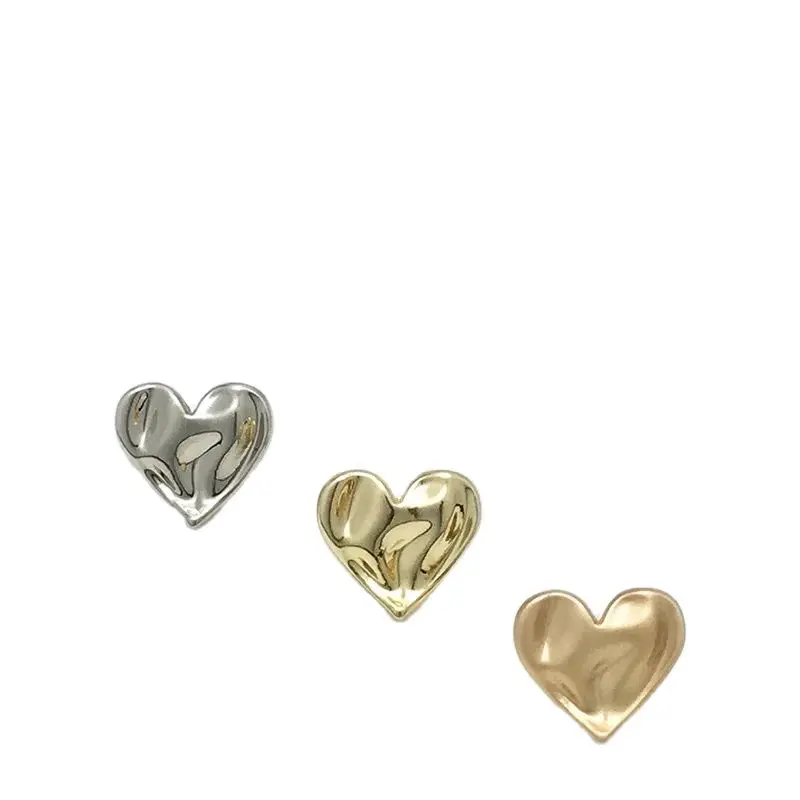 10pcs Metal concave and convex surface Heart Button For Women Tops Cardigan Coat Jacket Sewing Buttons