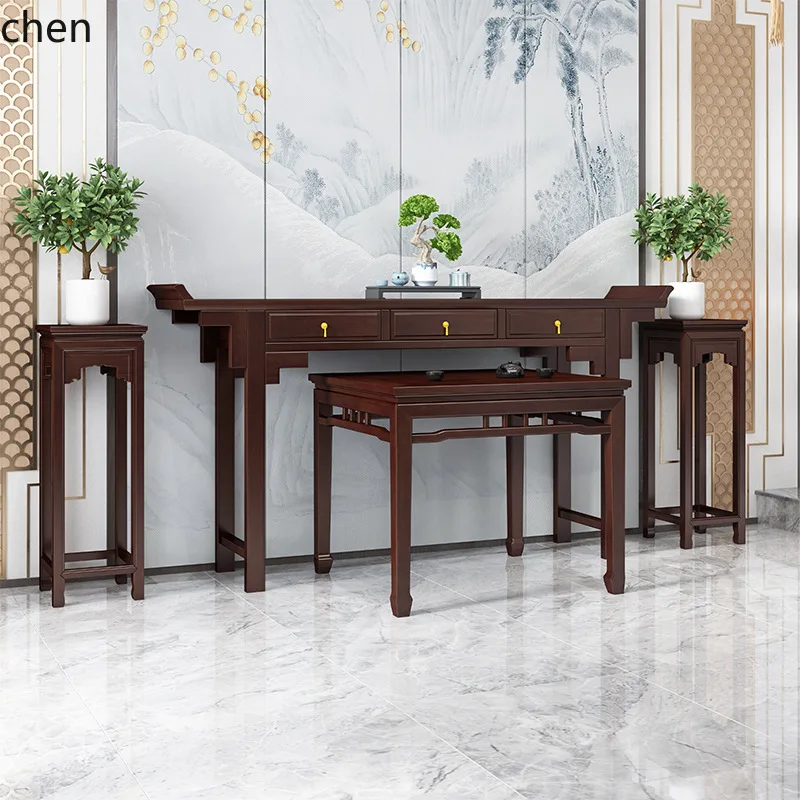 CZ Solid Wood Rural Hall Six-Piece Set Chinese Style Tai Shi Chair Four-Piece Set Eight Immortals Table Altar Table
