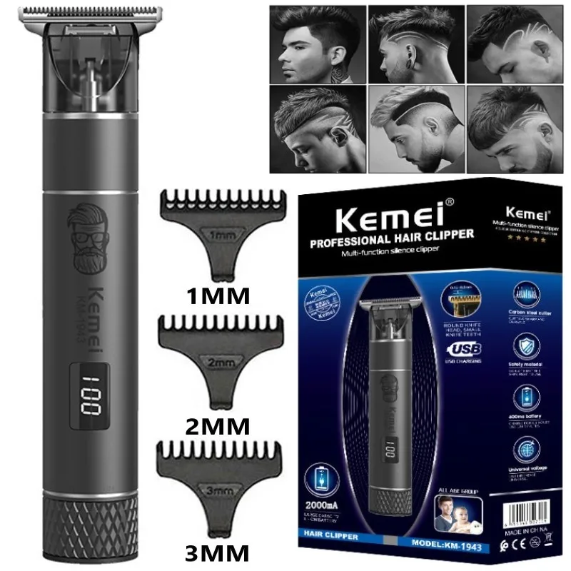 

KM-1943 Pro LCD display professional hair trimmer for men electric beard hair clipper barber cordless haircut machine