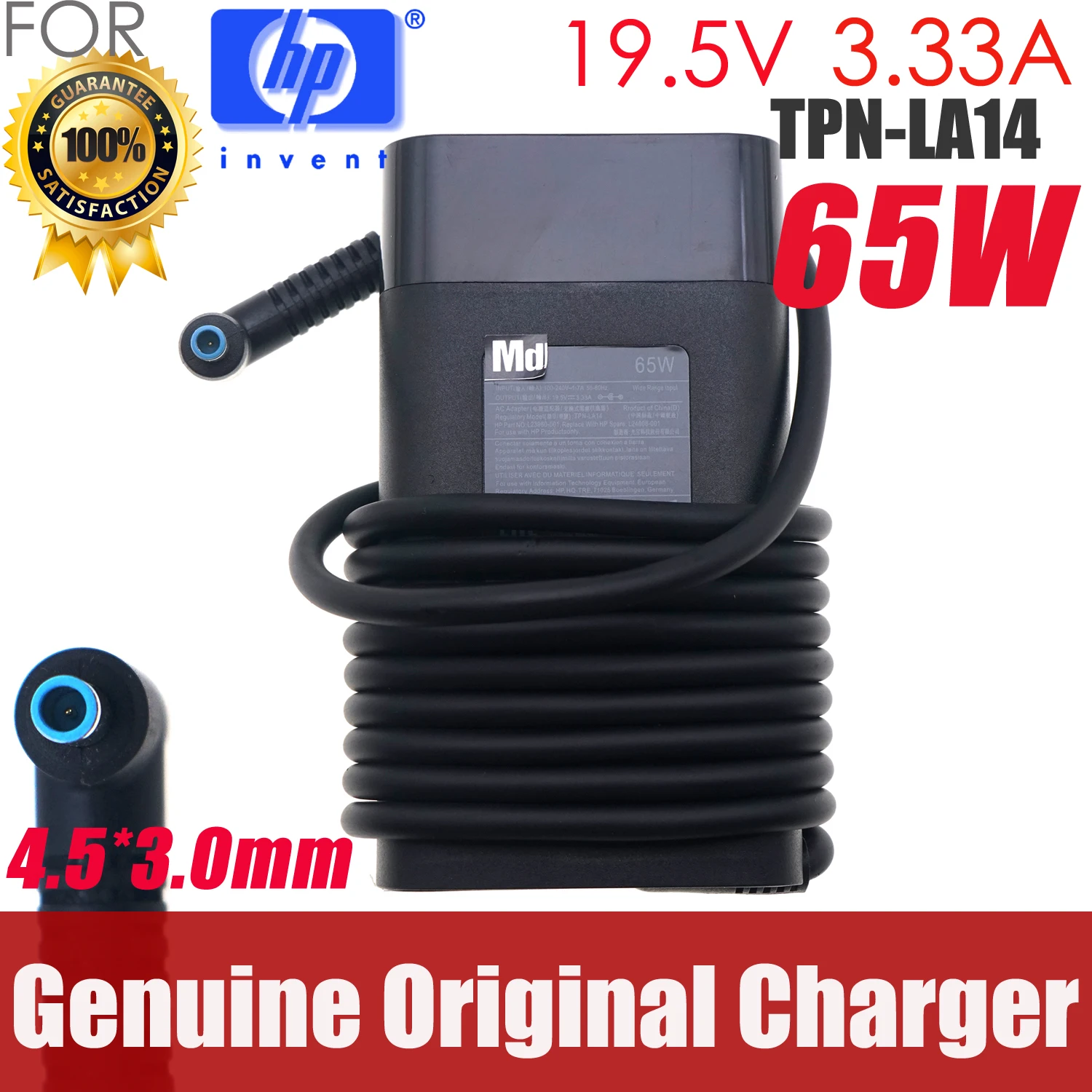 

New Slim Genuine For HP ENVY x360 13-ay0009na TPN-LA14 Power AC Adapter L23960-001 L24008-001 Charger 19.5V 3.33A 65W 4.5*3.0mm