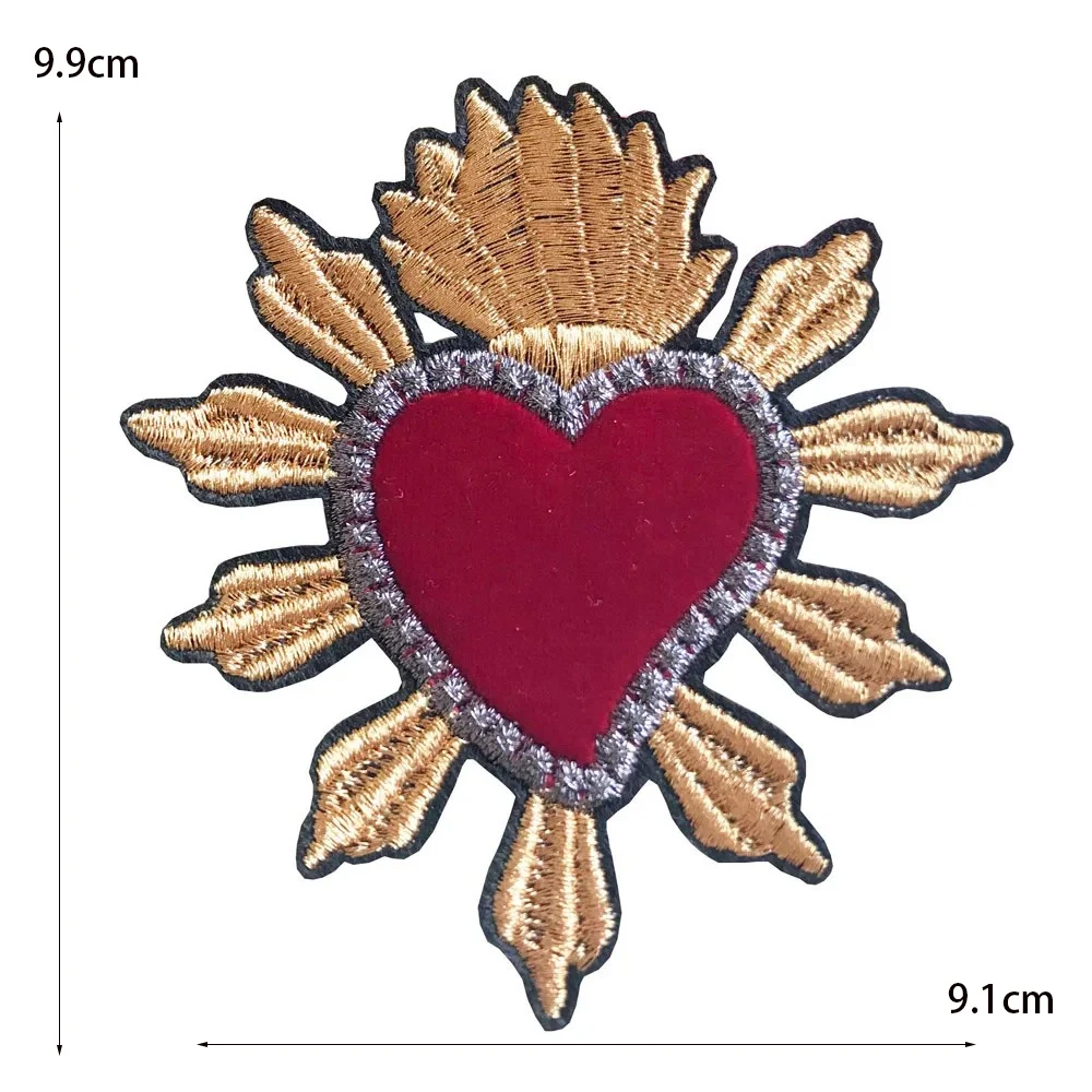 3Pcs Red Crowns Heart Embroidery Patches Fabric For Clothing Bags Coat Accessories Iron On DIY Repair