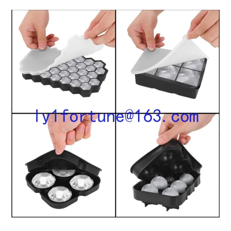 Bar large ice grid mold, frozen round spherical  Hockey mold, food grade silicone with lid ice box