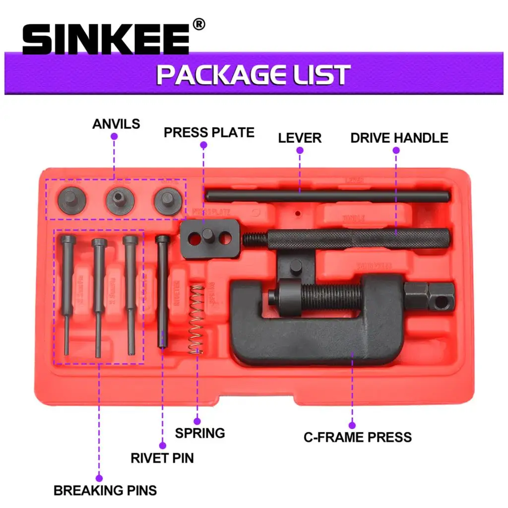 Universal Motorbike Chain Breaker Splitter Riveting Tool Motorcycle Bike Chain Breaker Riveting Tool Chain Cutter Rivet Kit