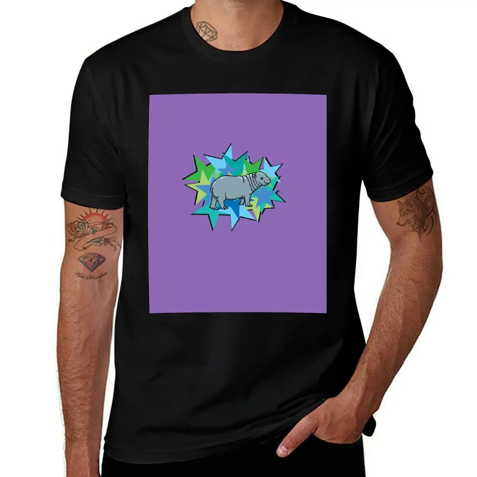 Retro pop pygmy hippo calf T-Shirt Long Lasting Casual T-Shirt